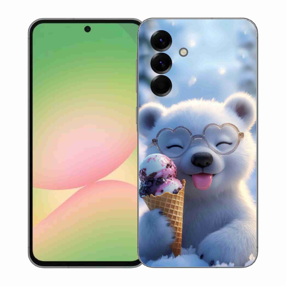 Gelový kryt mmCase na Samsung Galaxy A57 5G - medvídek se zmrzlinou