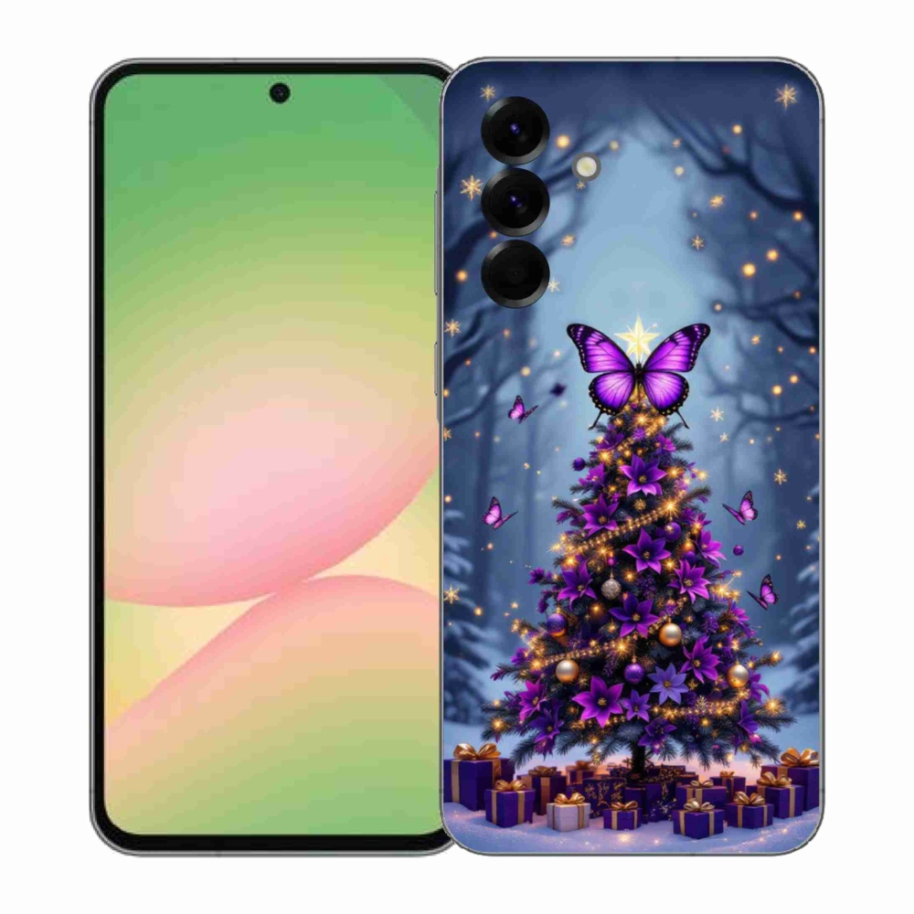 Gelový kryt mmCase na Samsung Galaxy A57 5G - motýlí vánoční stromek