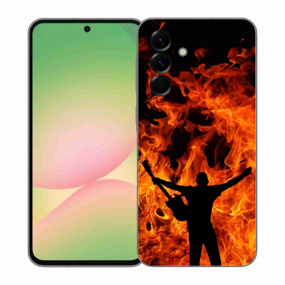 Gelový kryt mmCase na Samsung Galaxy A57 5G - muzikant a oheň