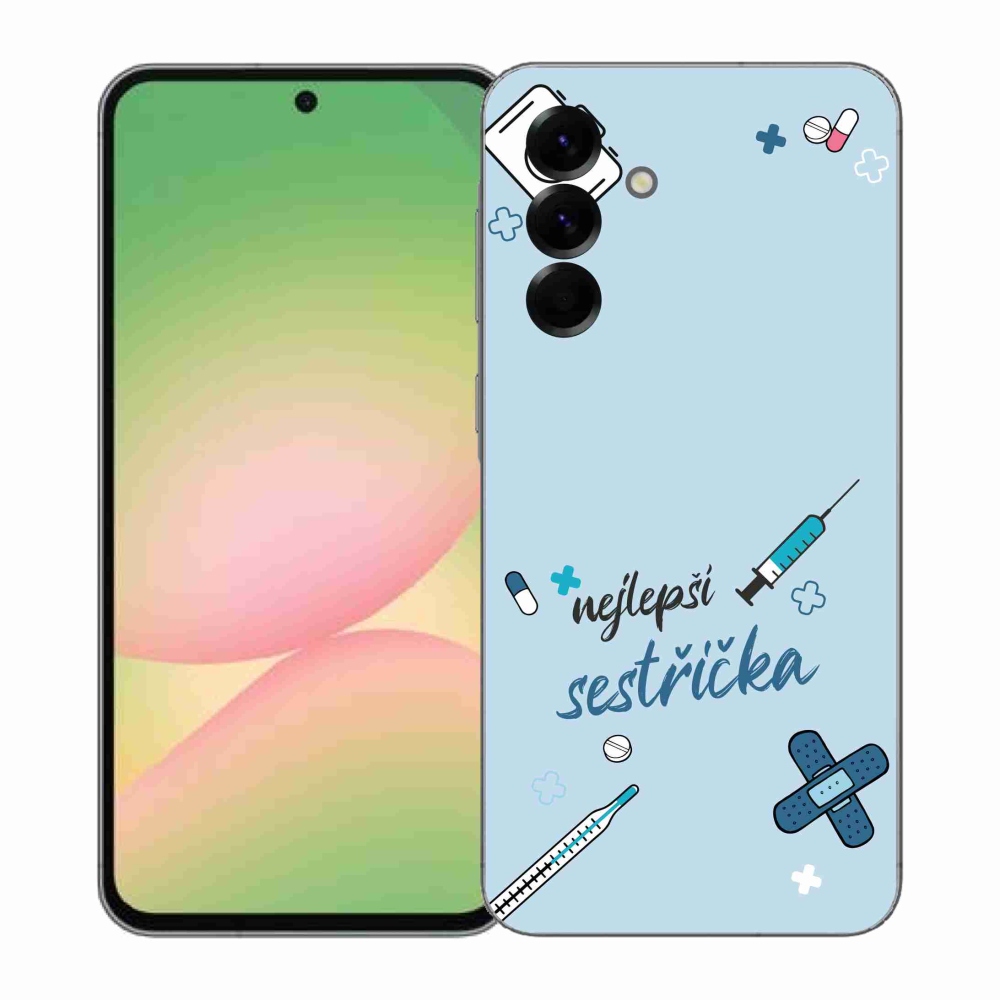 Gelový kryt mmCase na Samsung Galaxy A57 5G - nejlepší sestřička modré pozadí