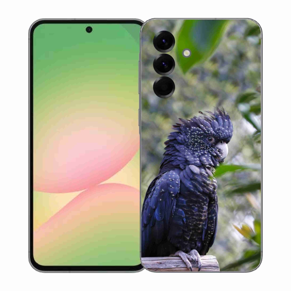 Gelový kryt mmCase na Samsung Galaxy A57 5G - papoušek kakadu černý