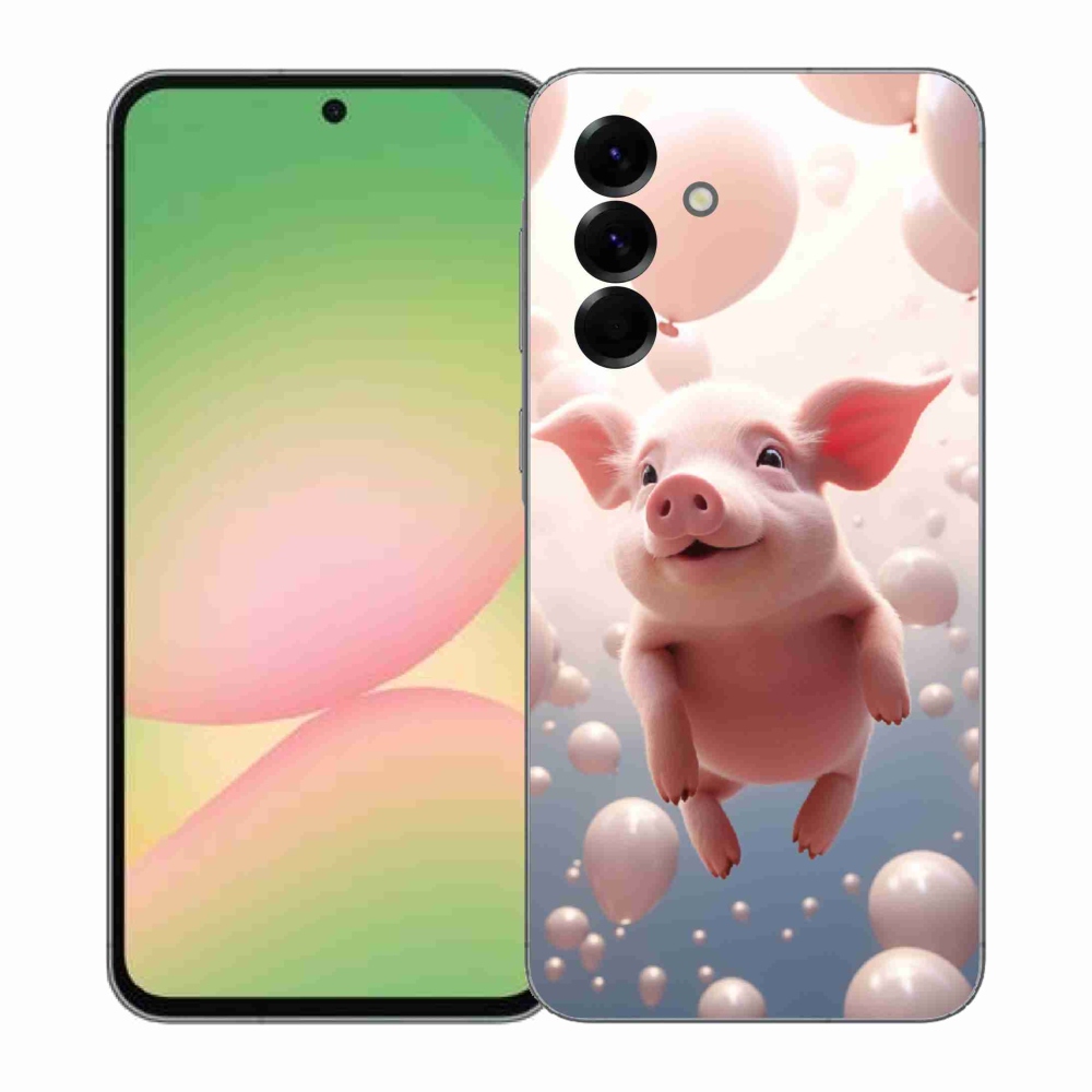 Gelový kryt mmCase na Samsung Galaxy A57 5G - prasátko s balónky