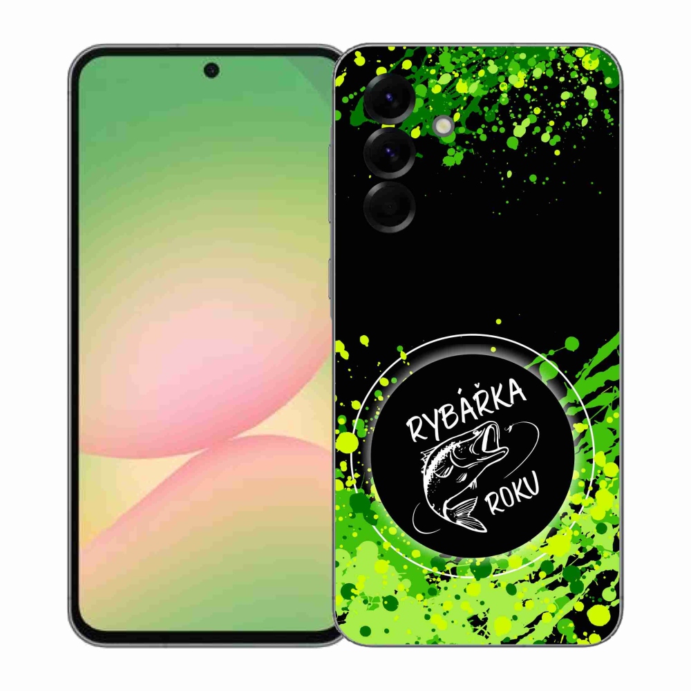 Gelový kryt mmCase na Samsung Galaxy A57 5G - rybářka roku černé pozadí