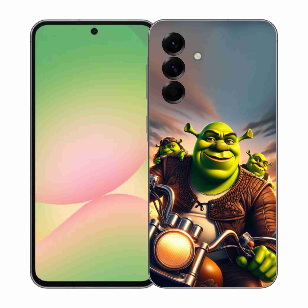 Gelový kryt mmCase na Samsung Galaxy A57 5G - shrek na motorce
