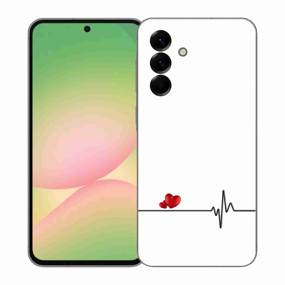 Gelový kryt mmCase na Samsung Galaxy A57 5G - srdce a tep bílé pozadí