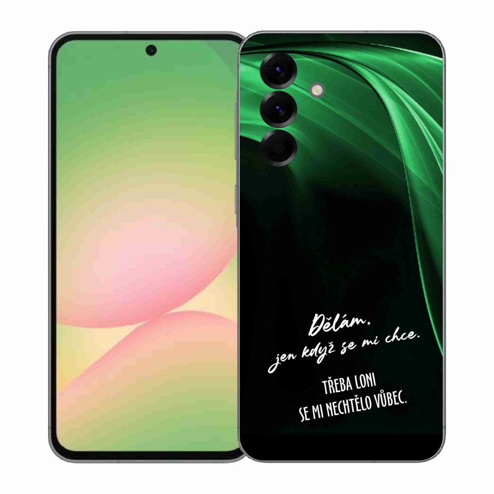 Gelový kryt mmCase na Samsung Galaxy A57 5G - vtipný text 12 černé pozadí