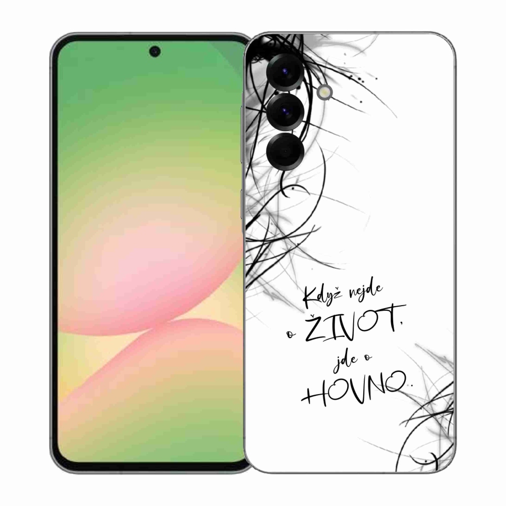 Gelový kryt mmCase na Samsung Galaxy A57 5G - vtipný text 16 bílé pozadí