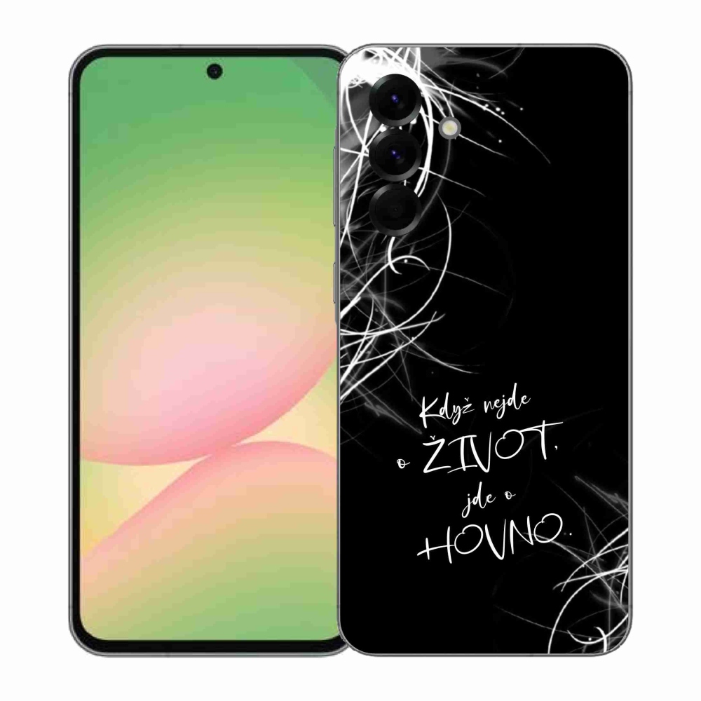 Gelový kryt mmCase na Samsung Galaxy A57 5G - vtipný text 16 černé pozadí