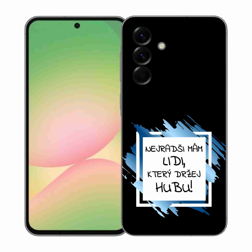 Gelový kryt mmCase na Samsung Galaxy A57 5G - vtipný text 7 bíločerné pozadí