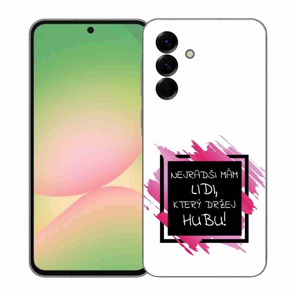 Gelový kryt mmCase na Samsung Galaxy A57 5G - vtipný text 7 černobílé pozadí