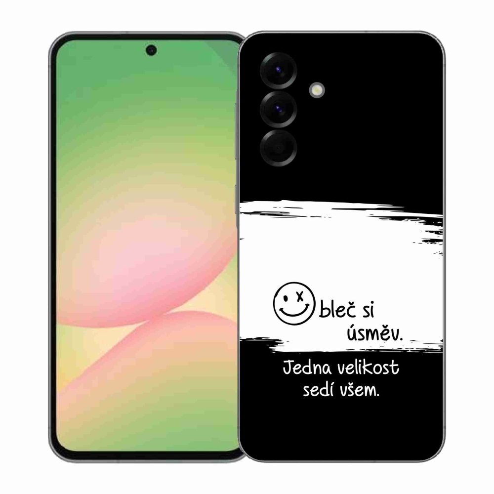 Gelový kryt mmCase na Samsung Galaxy A57 5G - vtipný text 8 bíločerné pozadí