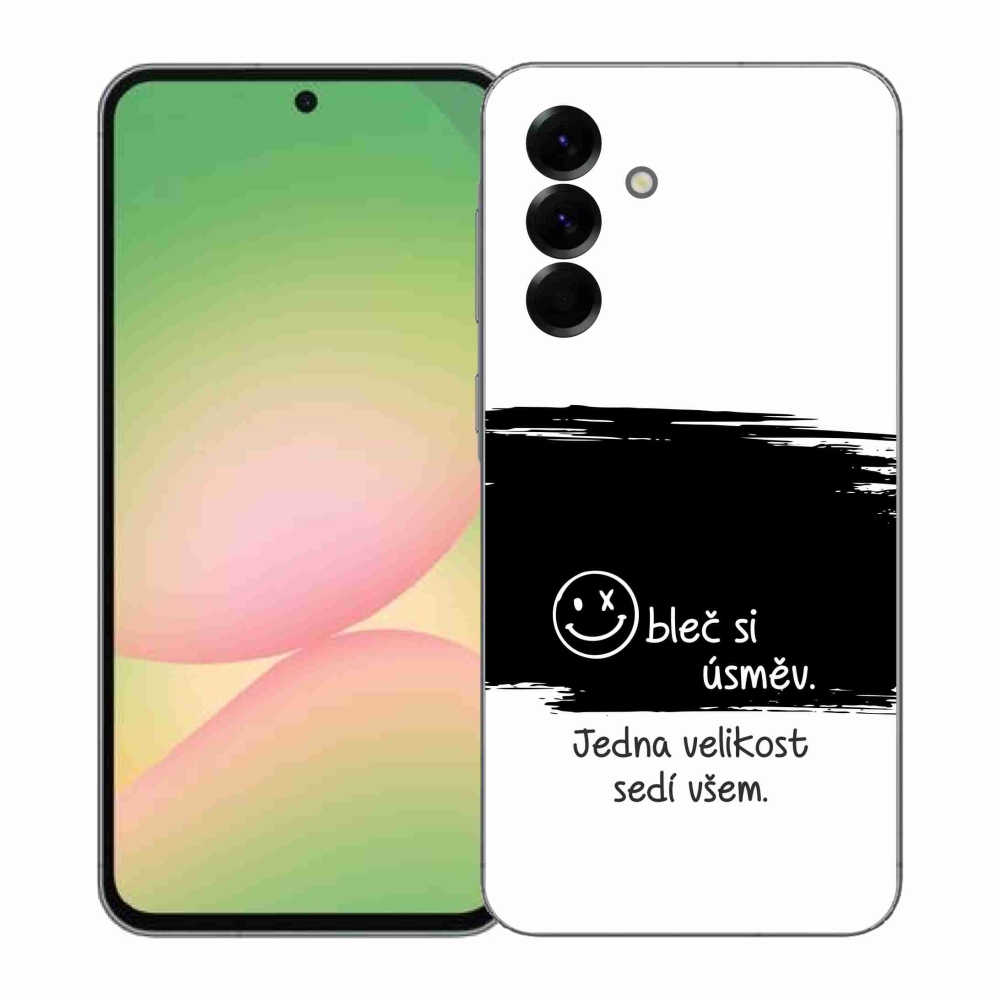 Gelový kryt mmCase na Samsung Galaxy A57 5G - vtipný text 8 černobílé pozadí