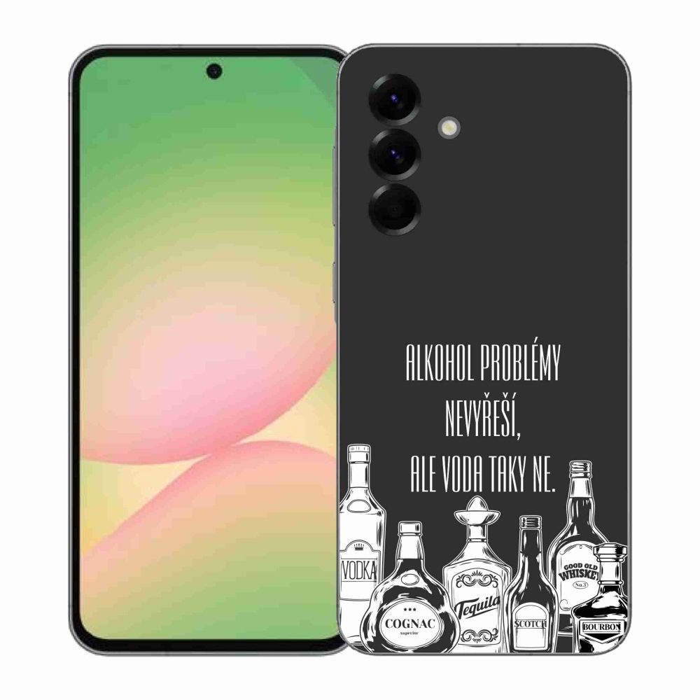 Gelový kryt mmCase na Samsung Galaxy A57 5G - vtipný text černé pozadí