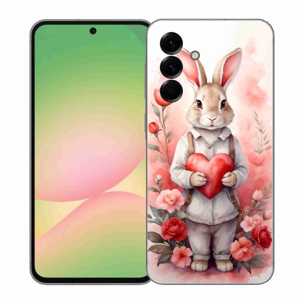 Gelový kryt mmCase na Samsung Galaxy A57 5G - zajíc se srdíčkem