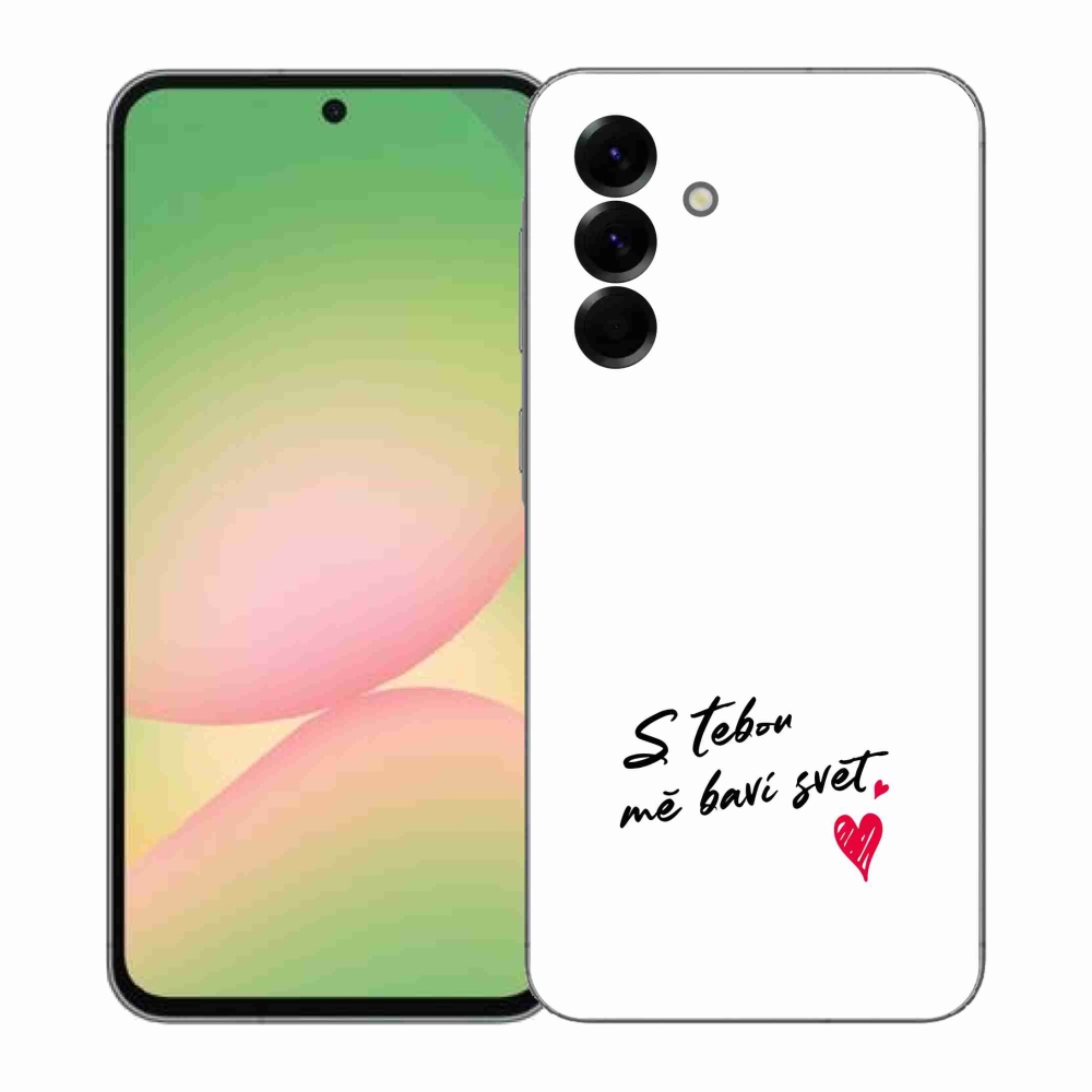 Gelový kryt mmCase na Samsung Galaxy A57 5G - zamilovaný text 1 bílé pozadí