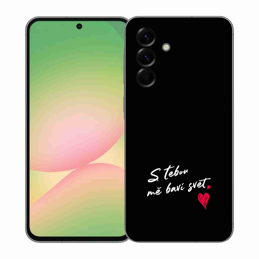 Gelový kryt mmCase na Samsung Galaxy A57 5G - zamilovaný text 1 černé pozadí