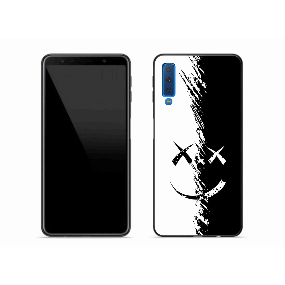 Gelový kryt mmCase na Samsung Galaxy A7 2018 - černobílý smajlík