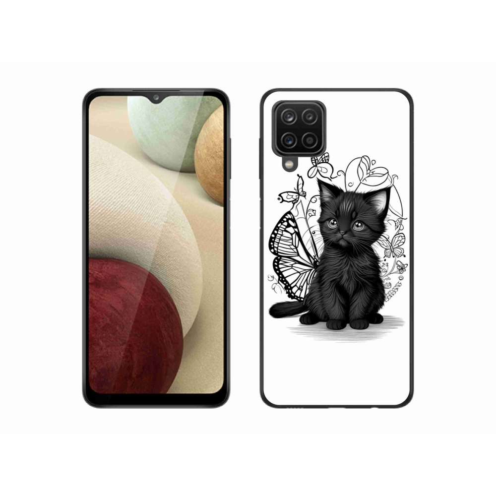 Gelový kryt mmCase na Samsung Galaxy M12 - černé kotě
