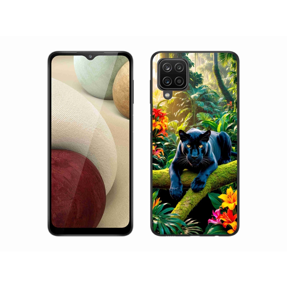 Gelový kryt mmCase na Samsung Galaxy M12 - černý panter v džungli