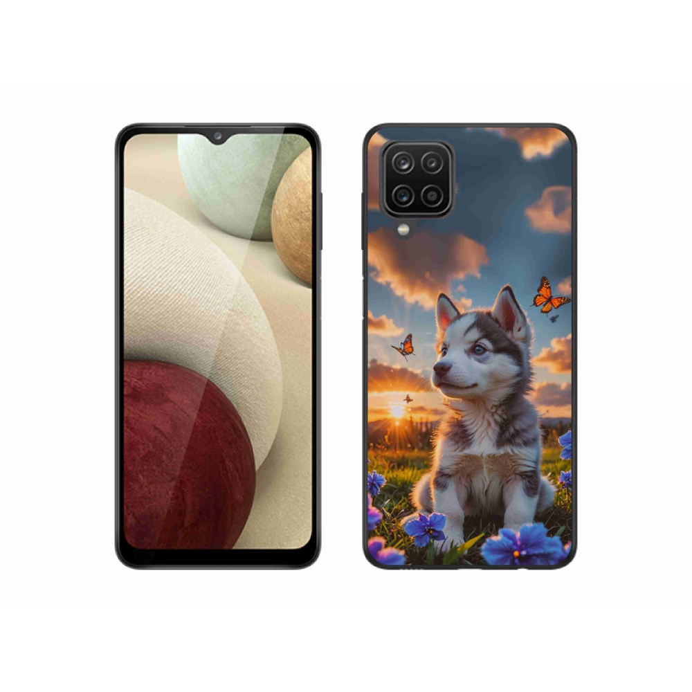 Gelový kryt mmCase na Samsung Galaxy M12 - husky při západu slunce