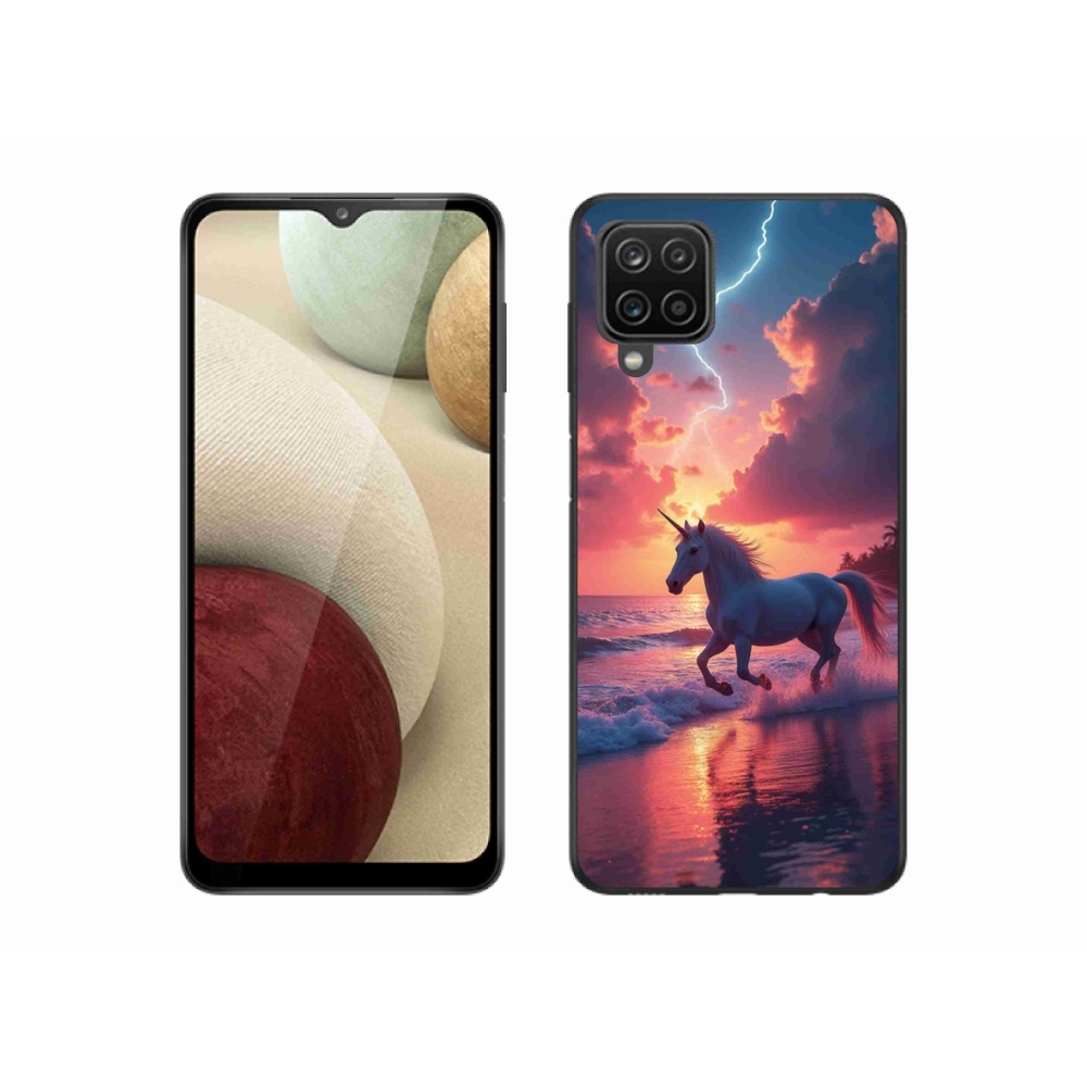 Gelový kryt mmCase na Samsung Galaxy M12 - jednorožec na pláži
