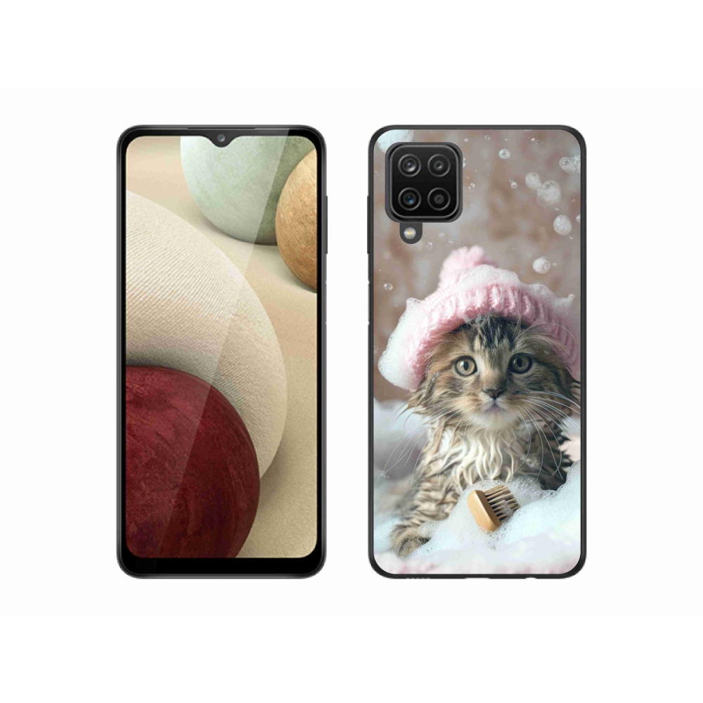 Gelový kryt mmCase na Samsung Galaxy M12 - kotě a koupel