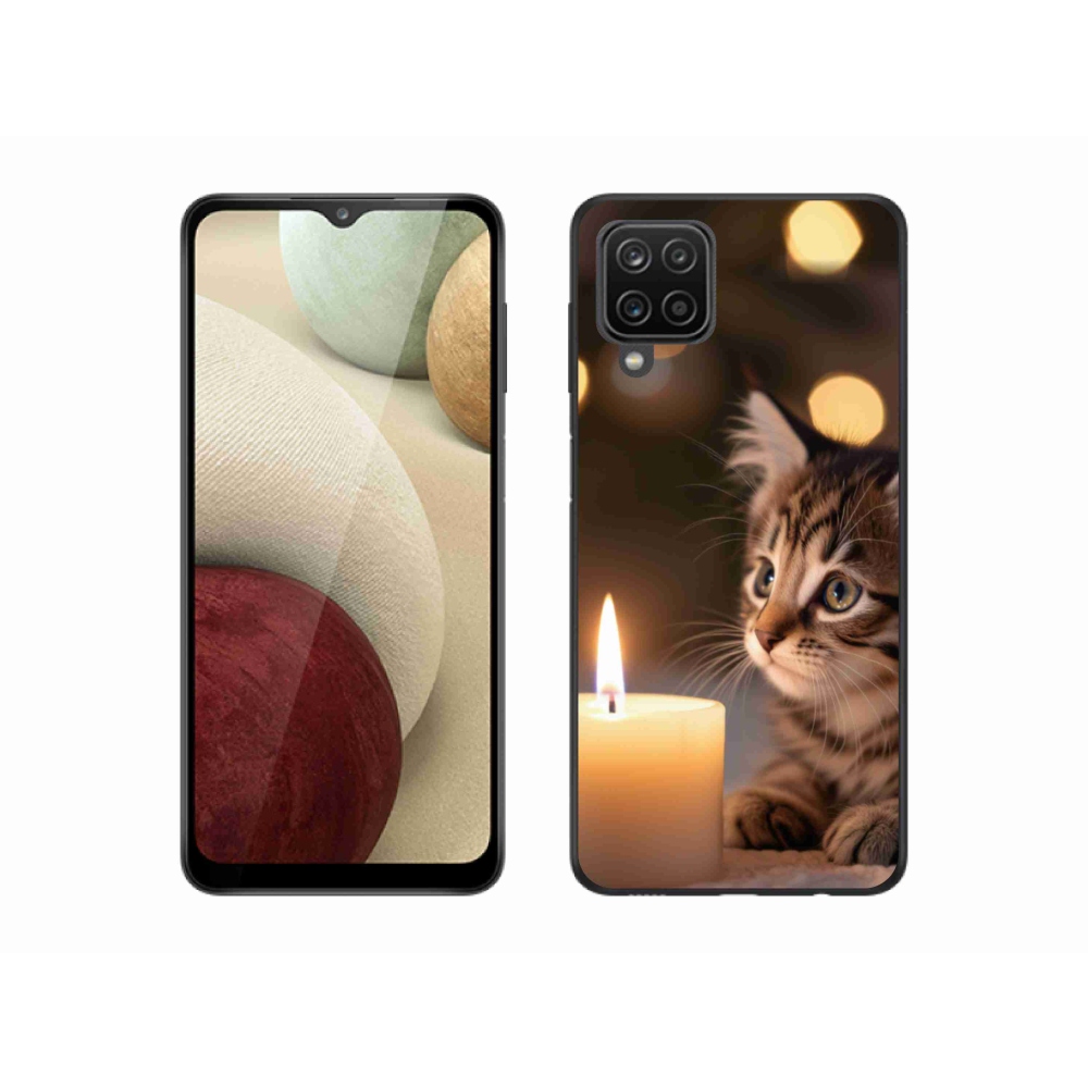 Gelový kryt mmCase na Samsung Galaxy M12 - kotě a svíčka