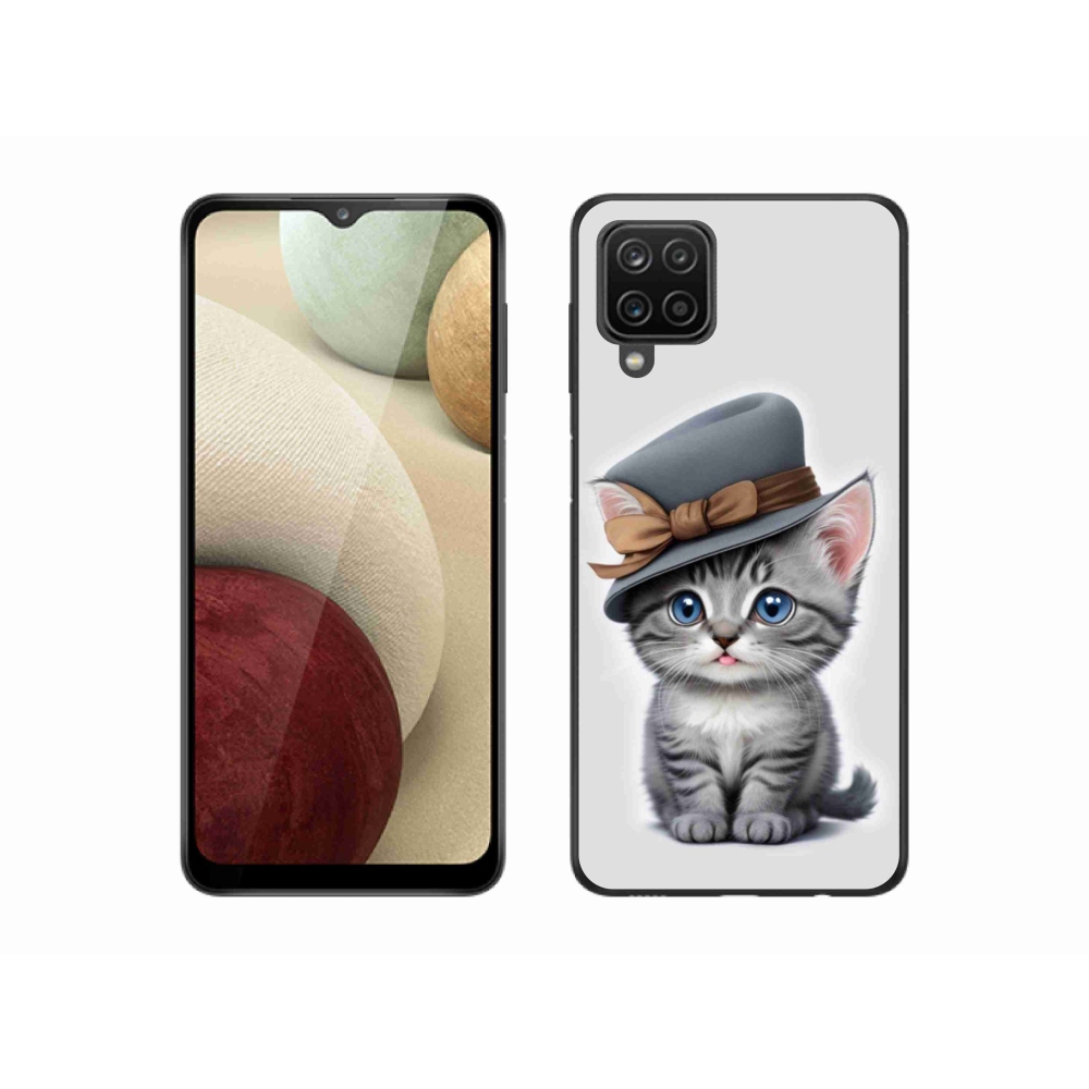 Gelový kryt mmCase na Samsung Galaxy M12 - kotě s kloboukem
