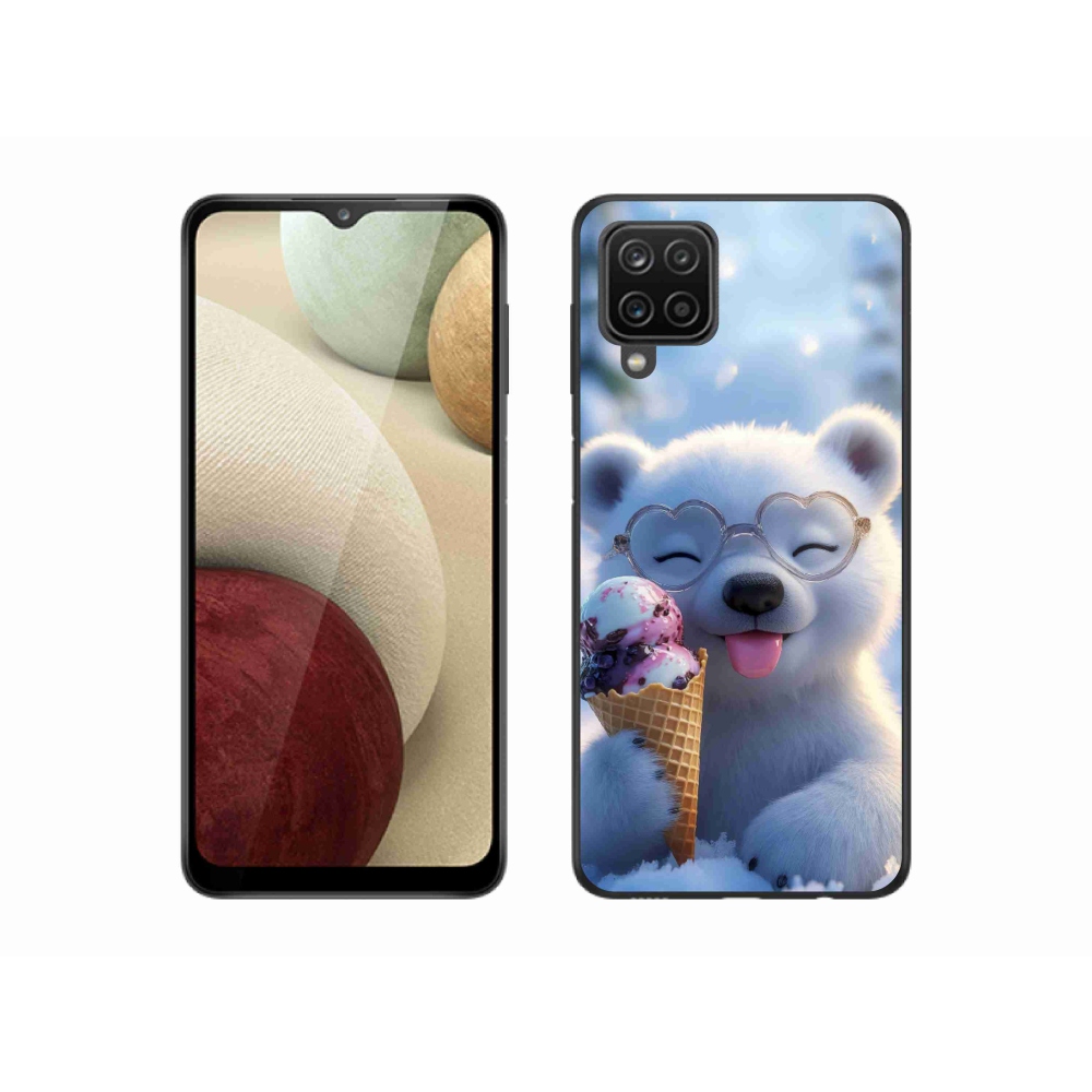 Gelový kryt mmCase na Samsung Galaxy M12 - medvídek se zmrzlinou