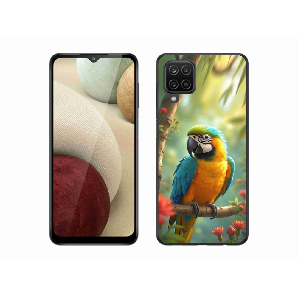 Gelový kryt mmCase na Samsung Galaxy M12 - papoušek ara modrožlutá