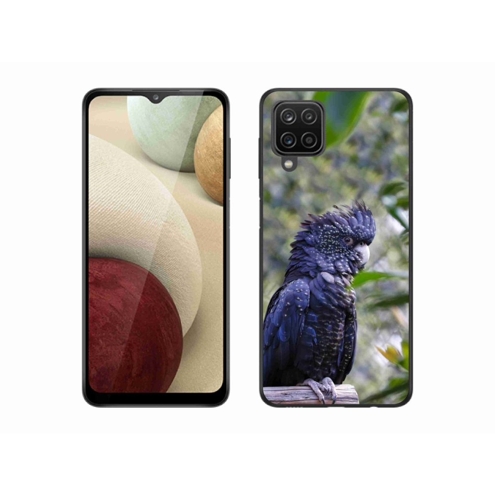 Gelový kryt mmCase na Samsung Galaxy M12 - papoušek kakadu černý