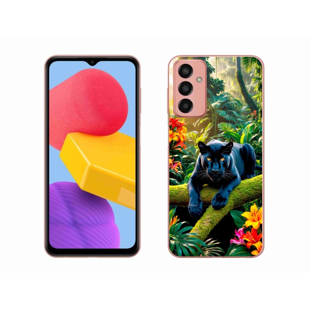 Gelový kryt mmCase na Samsung Galaxy M13 - černý panter v džungli