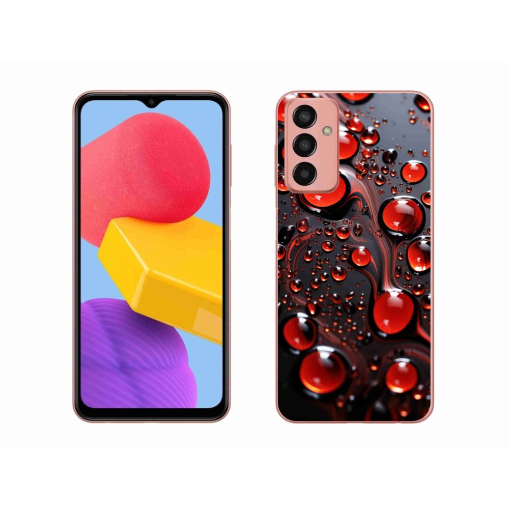 Gelový kryt mmCase na Samsung Galaxy M13 - červené kapky 2