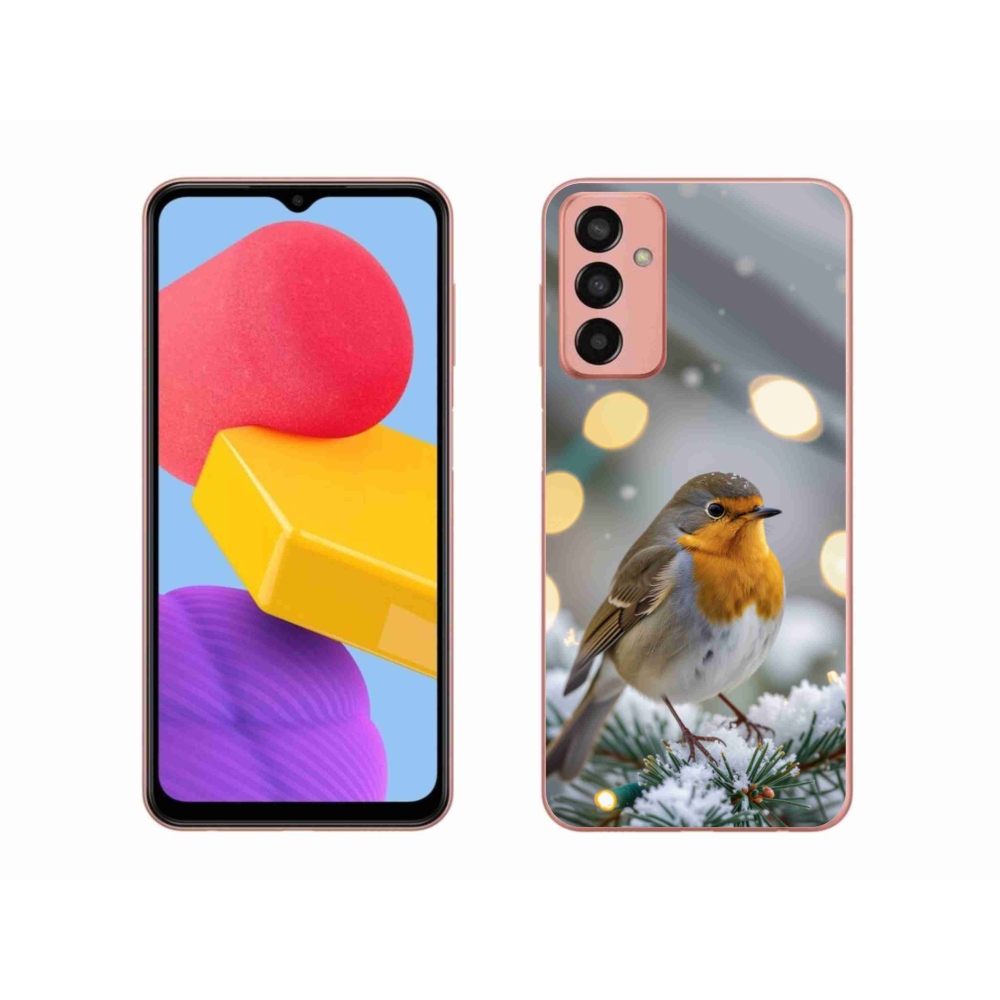 Gelový kryt mmCase na Samsung Galaxy M13 - červenka v zimě