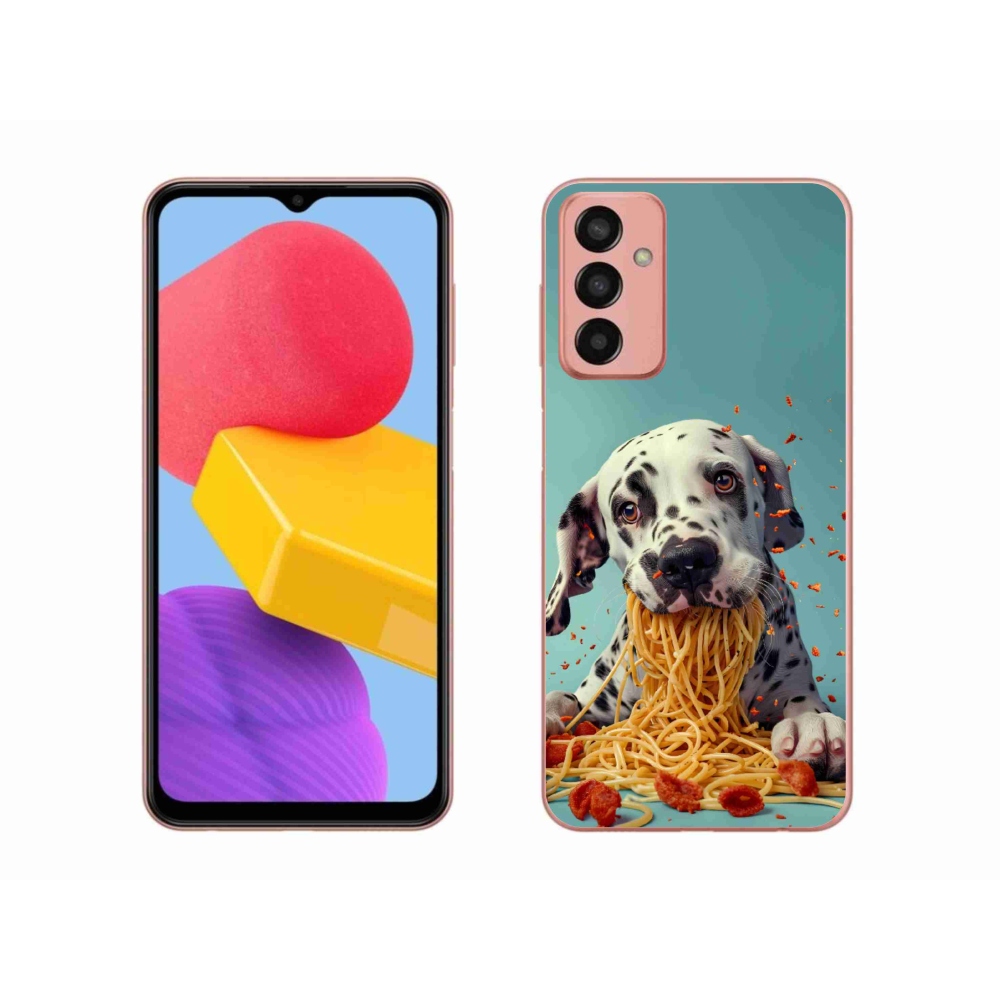 Gelový kryt mmCase na Samsung Galaxy M13 - dalmatin a špagety