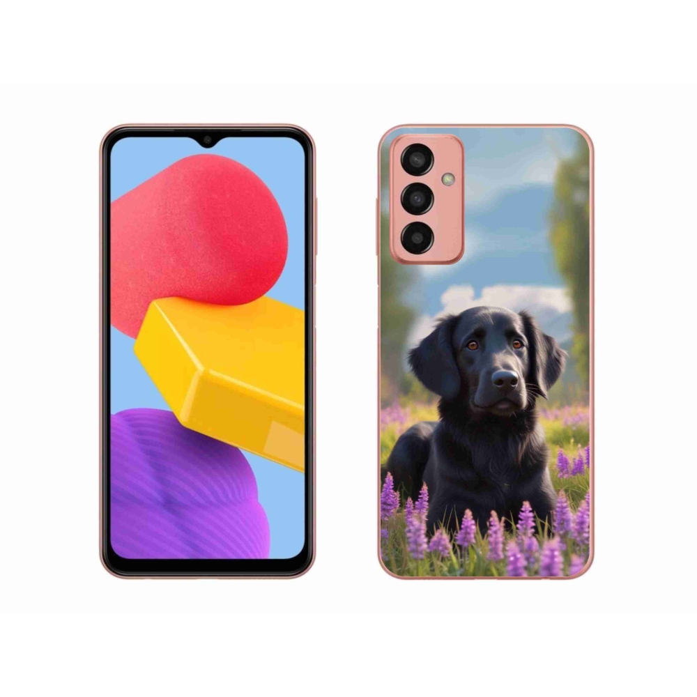 Gelový kryt mmCase na Samsung Galaxy M13 - elegantní černý retrívr