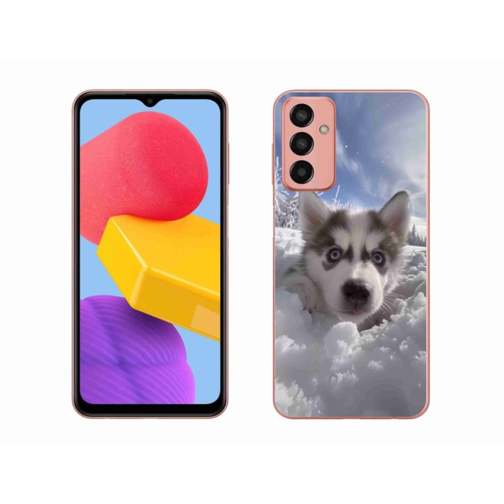 Gelový kryt mmCase na Samsung Galaxy M13 - husky ve sněhu