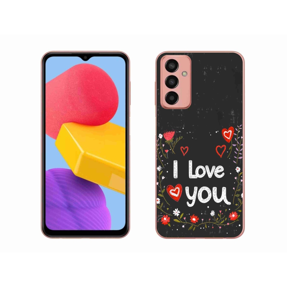 Gelový kryt mmCase na Samsung Galaxy M13 - I love you černé pozadí