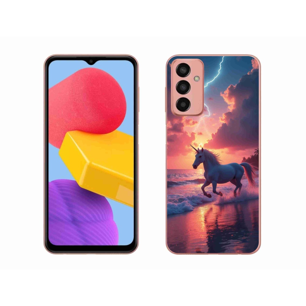Gelový kryt mmCase na Samsung Galaxy M13 - jednorožec na pláži