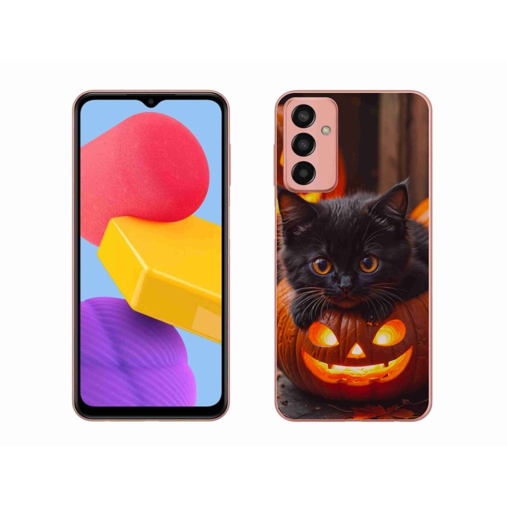 Gelový kryt mmCase na Samsung Galaxy M13 - kotě a dýně