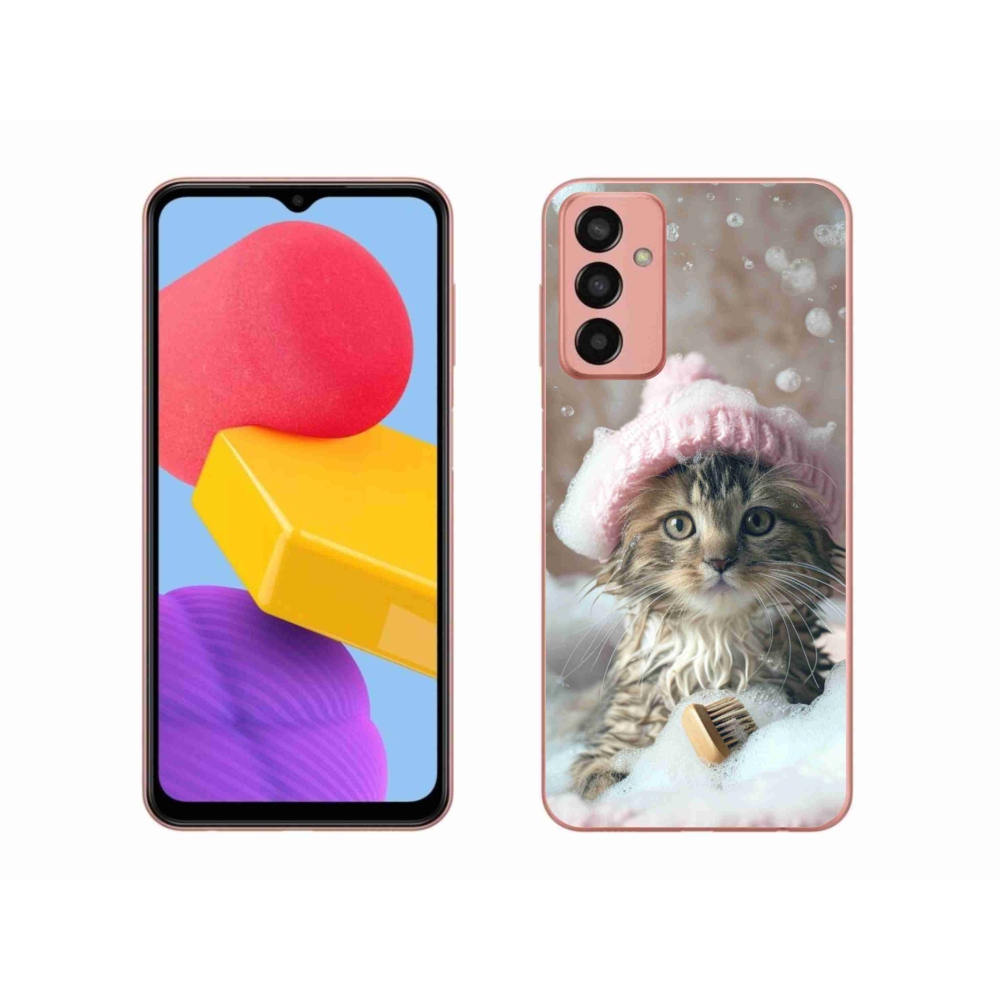 Gelový kryt mmCase na Samsung Galaxy M13 - kotě a koupel