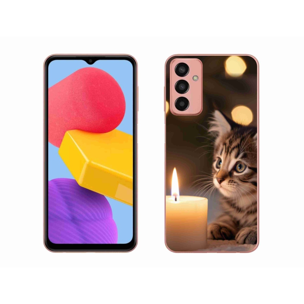 Gelový kryt mmCase na Samsung Galaxy M13 - kotě a svíčka