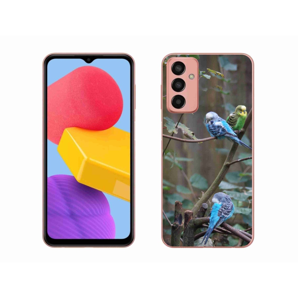 Gelový kryt mmCase na Samsung Galaxy M13 - papoušci na větvi