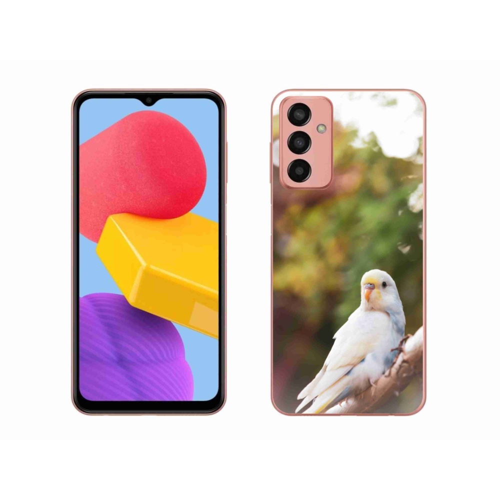 Gelový kryt mmCase na Samsung Galaxy M13 - papoušek andulka bílá