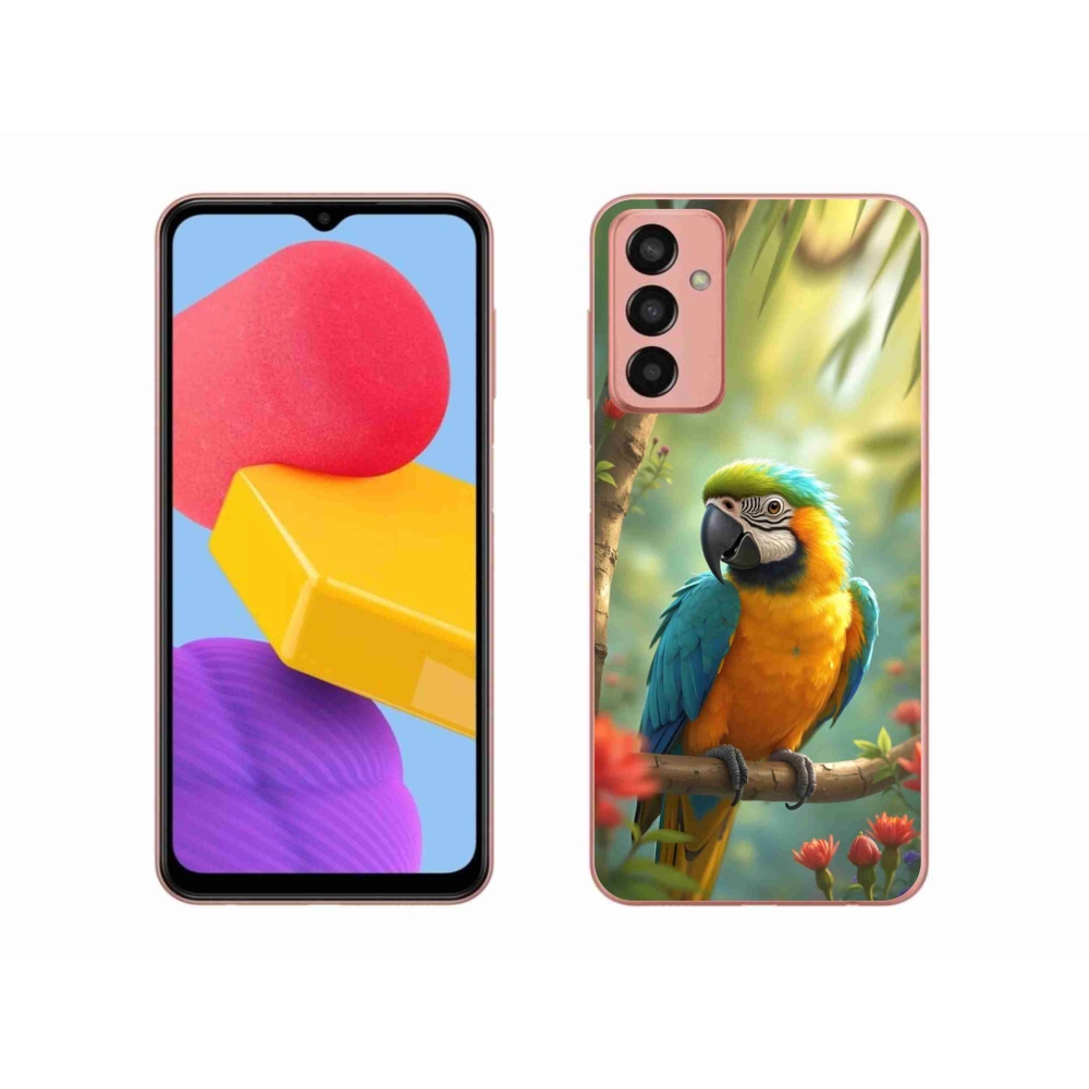 Gelový kryt mmCase na Samsung Galaxy M13 - papoušek ara modrožlutá