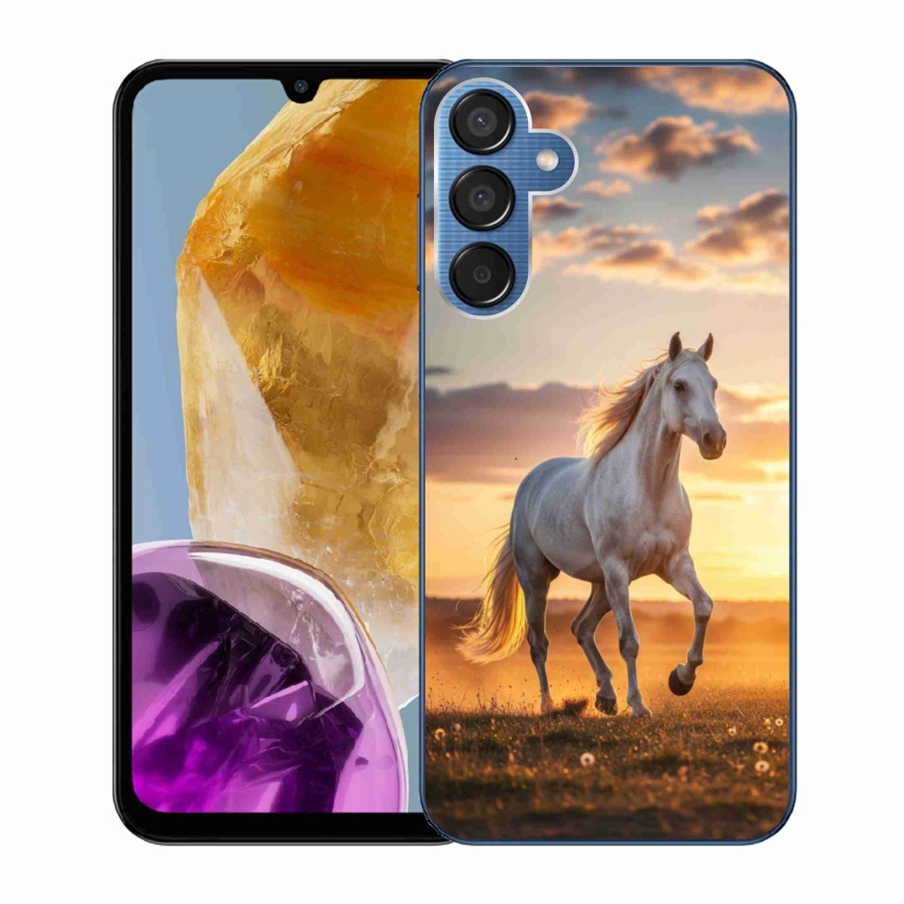 Gelový kryt mmCase na Samsung Galaxy M15 5G - běžící bílý kůň 2