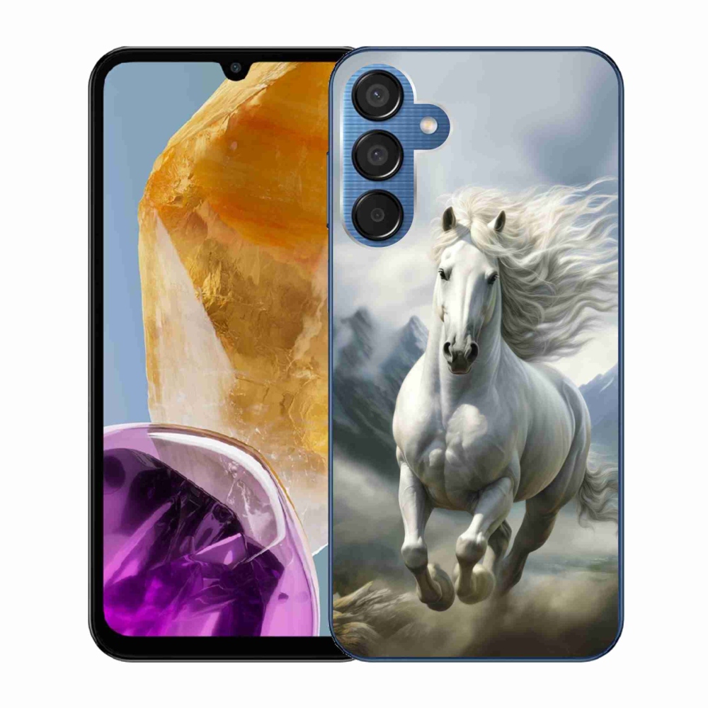 Gelový kryt mmCase na Samsung Galaxy M15 5G - běžící bílý kůň 3