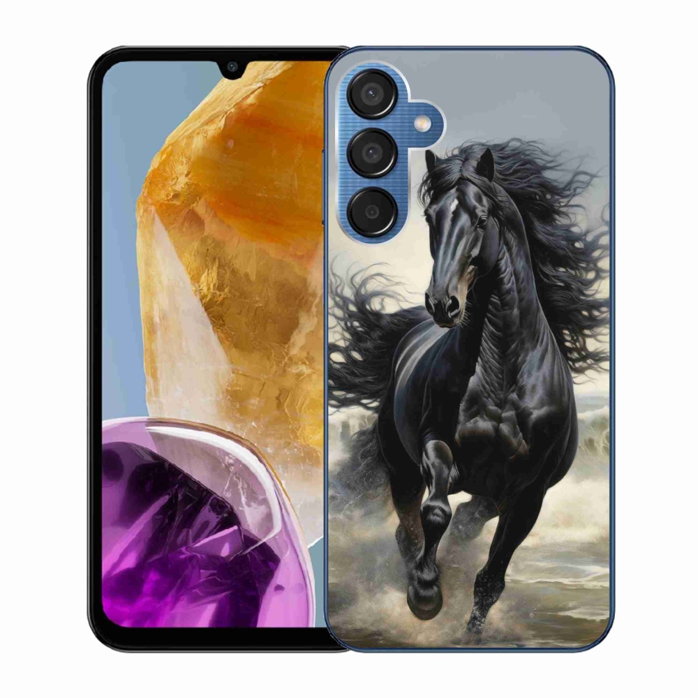 Gelový kryt mmCase na Samsung Galaxy M15 5G - běžící černý kůň