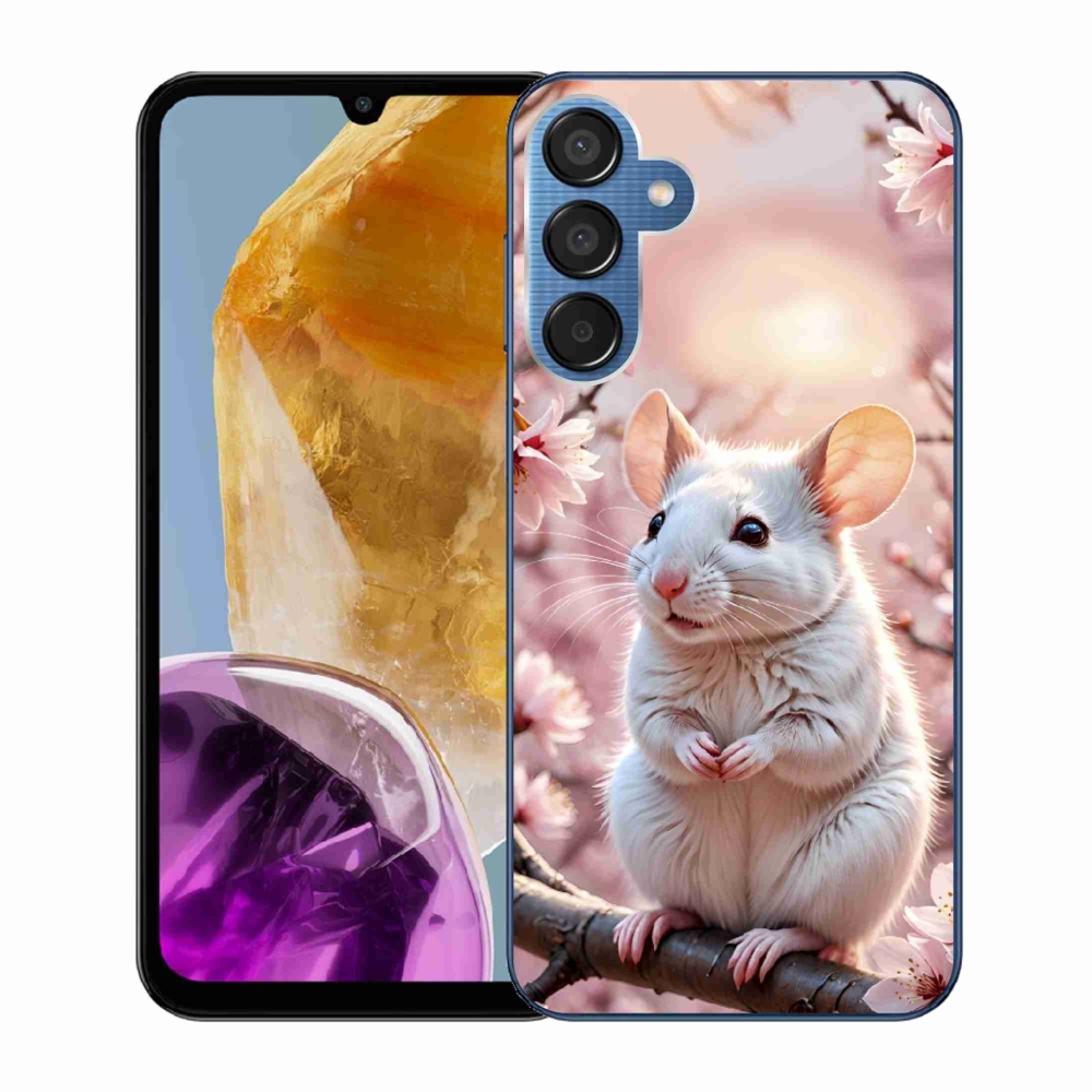 Gelový kryt mmCase na Samsung Galaxy M15 5G - bílá myš na větvi