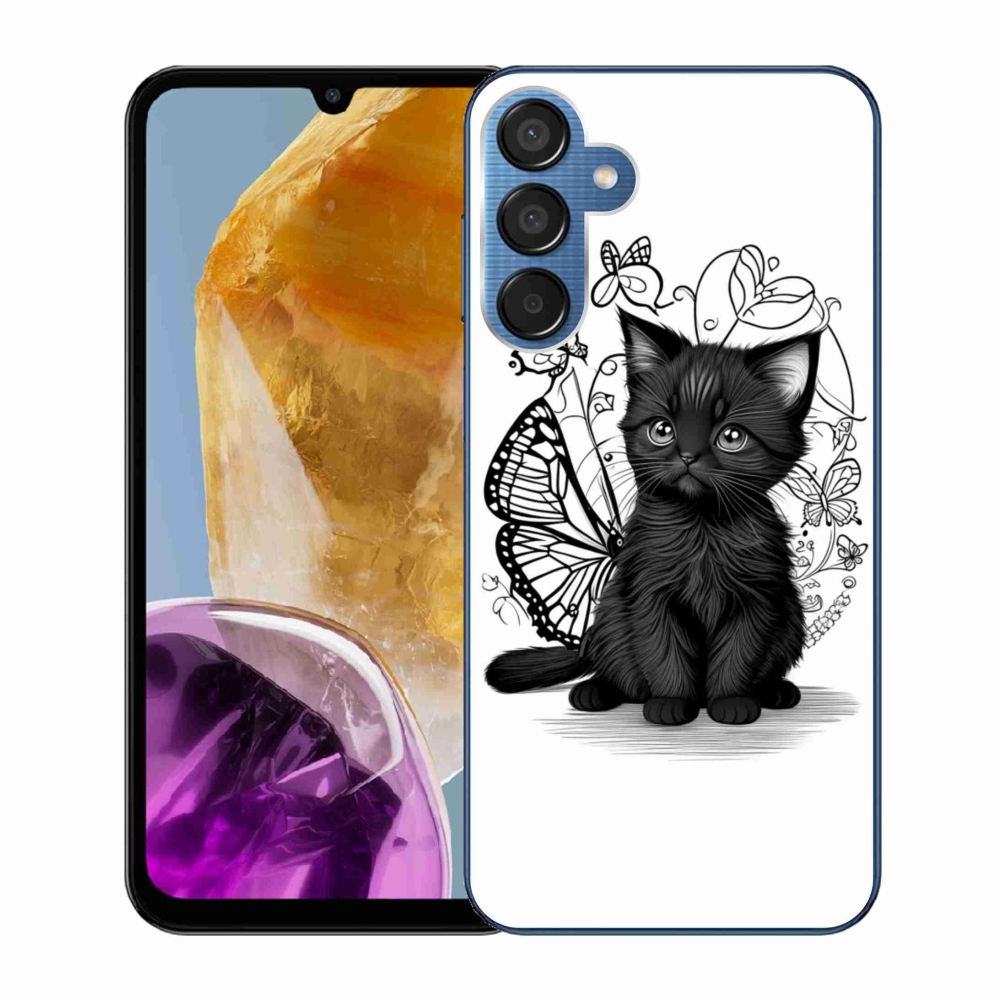 Gelový kryt mmCase na Samsung Galaxy M15 5G - černé kotě